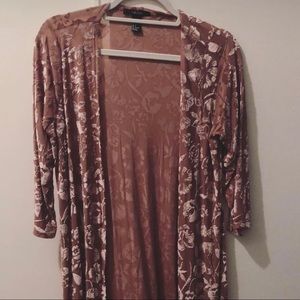 Velvet blush maxi kimono